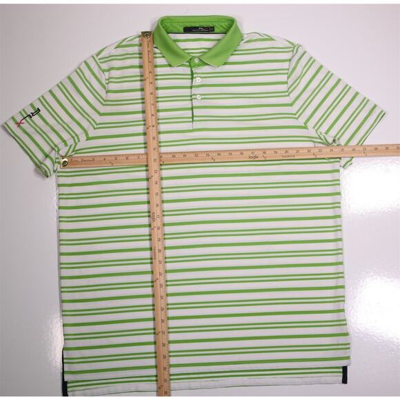 RLX Ralph Lauren X Green White Striped Performance Golf Polo Shirt Men's XL - Picture 4 of 7